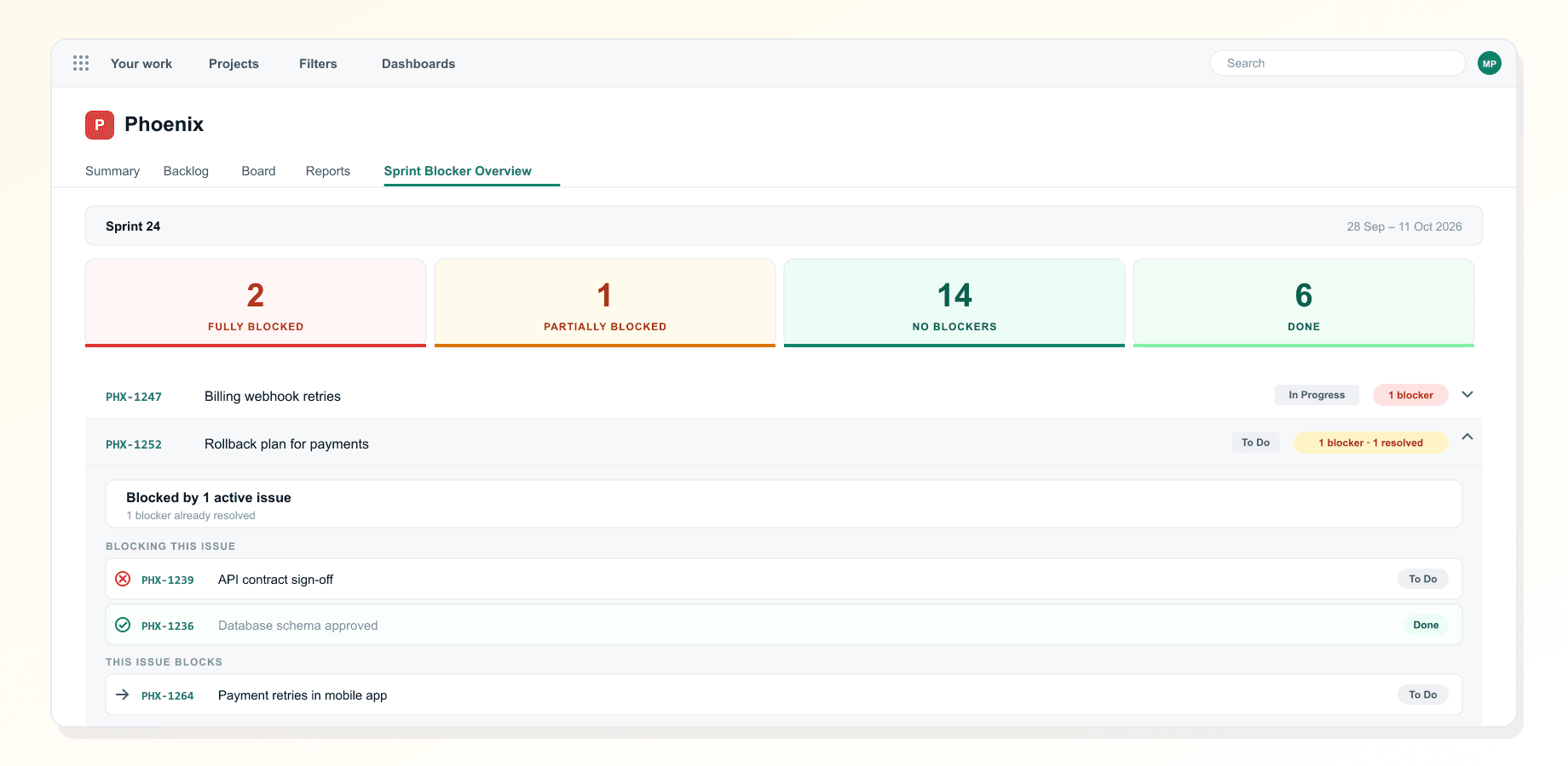 Blocker Status for Jira: Mira exactamente qué está en medio