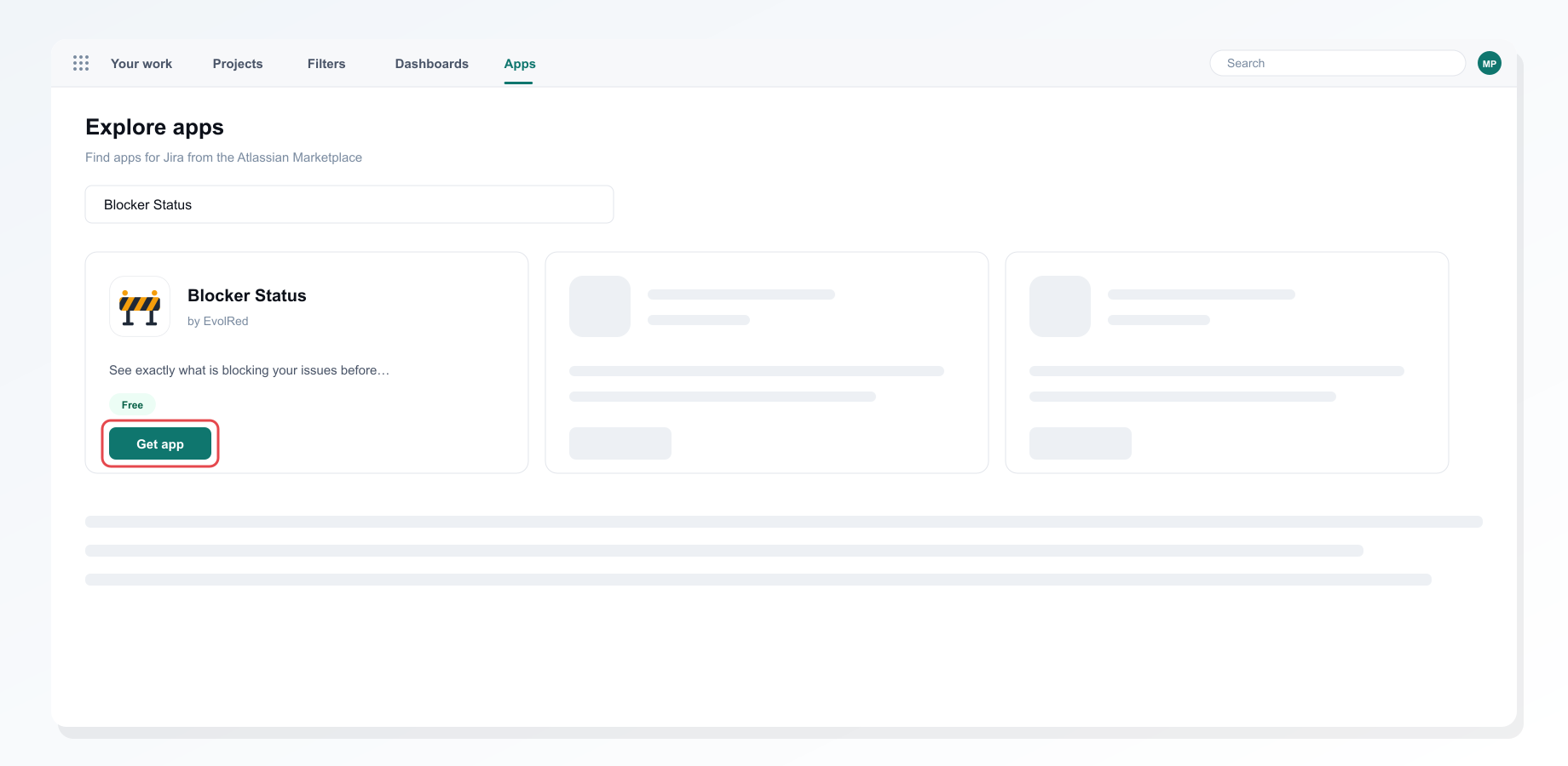 Instalación de Blocker Status desde el Atlassian Marketplace